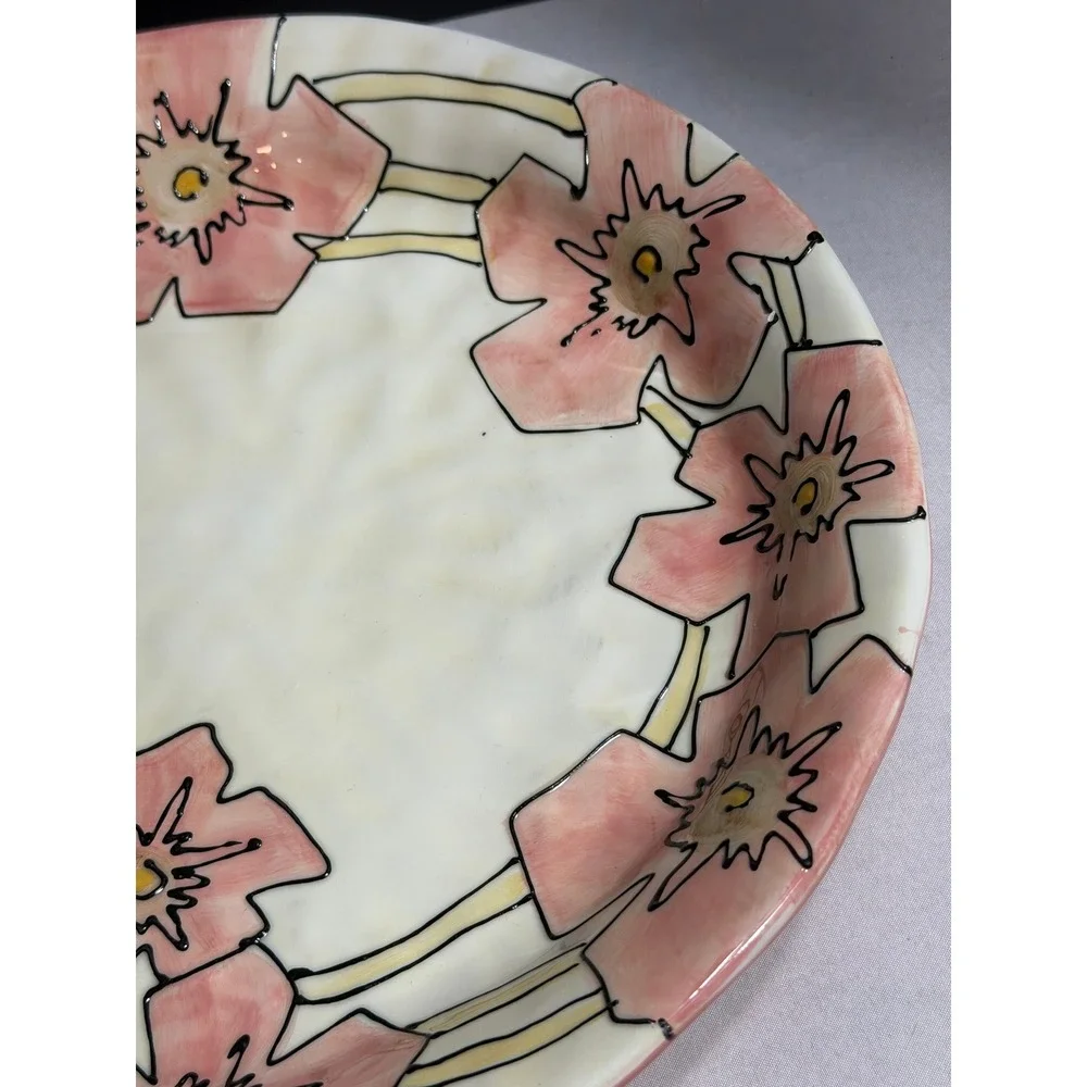 Tabletops Lifestyles Como Hand Painted Floral Dinner Plate Pink Cream Ceramic